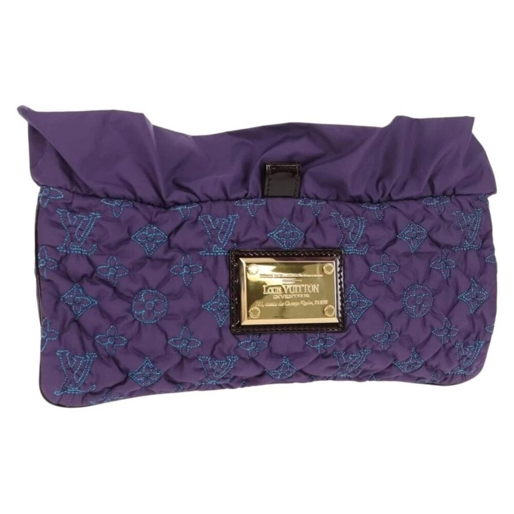 LOUIS VUITTON Monogram Satin Pochette Devi MM Bag Purple - Picture 1 of 15
